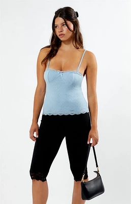 LA Hearts Pointelle Lace Trim Tank Top