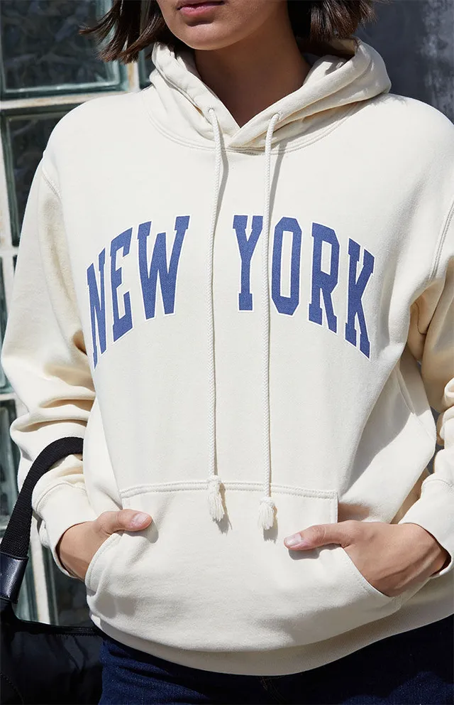 John Galt White New York Full Zip Hoodie