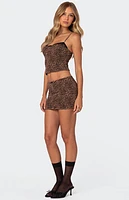 Edikted Edin Leopard Print Mesh Mini Skirt