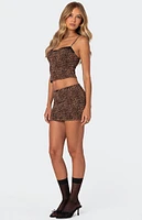 Edikted Edin Leopard Print Mesh Mini Skirt