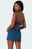 Edikted Sydnie Denim Open Back Top