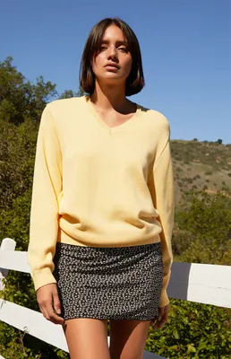 John Galt Yellow Nikki V-Neck Sweater