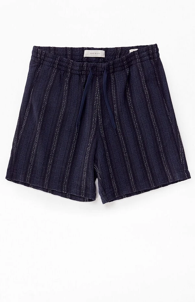 Pacsun Navy Striped Textured Volley Shorts