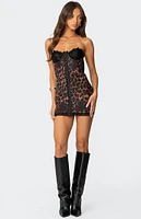 Edikted Leopard Lacey Printed Corset Mini Dress