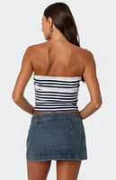 Edikted Striped Eyelet Trim Tube Top