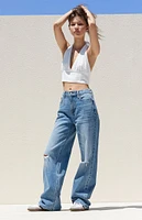 PacSun Medium Indigo Ripped Boyfriend Jeans