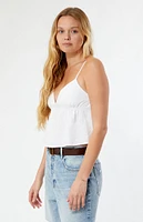 LA Hearts Linen V-Neck Babydoll Tank Top