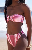 Salero Swim Striped Scrunch Ring Side High Waisted Bikini Bottom