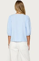 Edikted Pinstripe Linen Look Button Up Shirt
