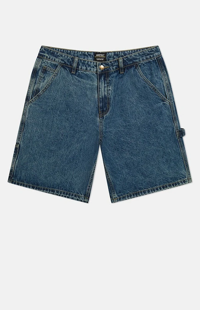 WeSC America Inc Medium Blue Denim Carpenter Baggy Shorts