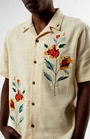 PacSun Tan Embroidered Oversized Resort Camp Shirt