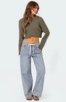 Edikted Distressed Hem Oversized Cropped Sweater