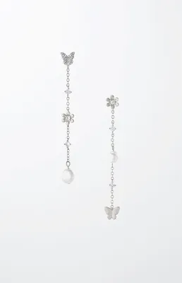 Butterfly & Pearl Dangle Earrings