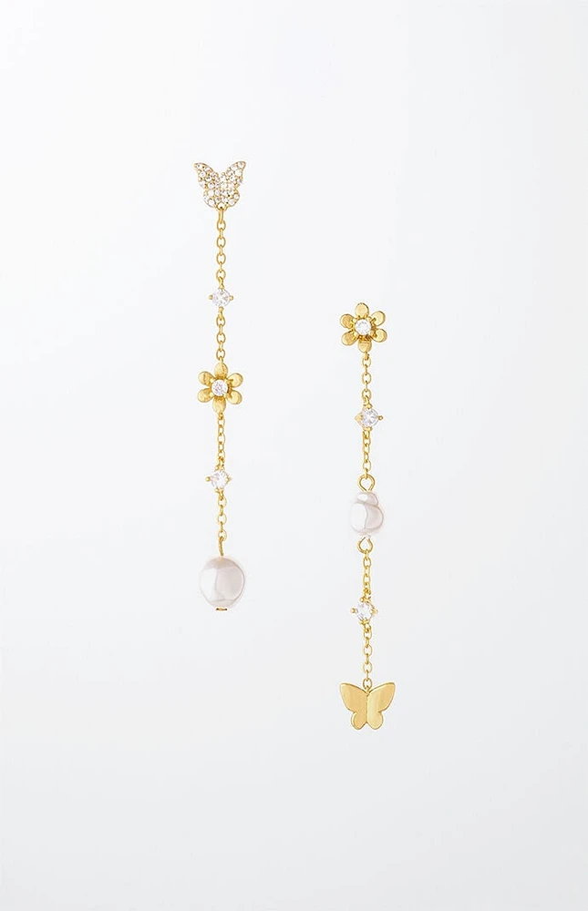 Ettika Butterfly & Pearl Dangle Earrings