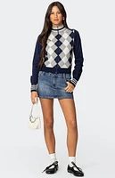 Edikted Madisen Argyle Knit Cardigan