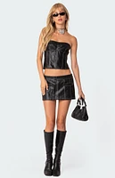 Edikted Moss Faux Leather Mini Skort