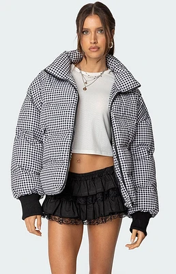 Edikted Oversized Gingham Puffer