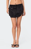 Keren Slitted Nylon Cargo Mini Skirt