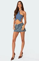 Edikted Starlet Studded Denim Crop Top