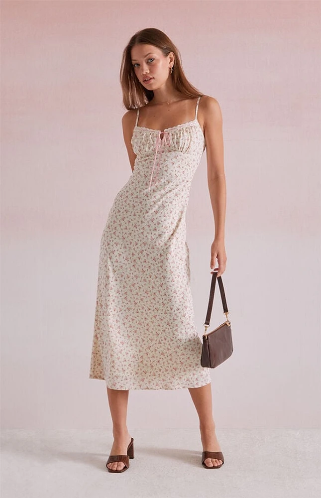 Beverly and Beck Daisy Floral Tie Front Midi Dress