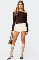 Edikted Glenn Fold Over Cable Knit Sweater
