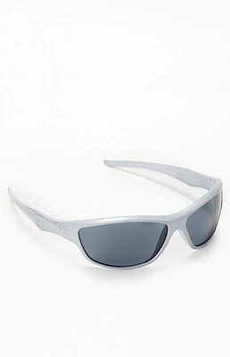 PacSun Silver Plastic Racer Sunglasses