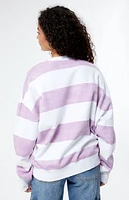 Guess Striped Logo Oversized Crew Neck Sweatshirt