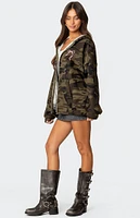 Edikted Camo Oversized Bow Detail Hoodie