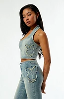 Playboy By PacSun Denim Halter Top