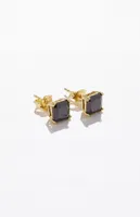 King Ice Sterling Silver Square Onyx Earrings