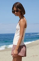 John Galt Pink Lace Trim Tank Top