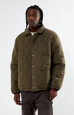 PacSun Olive Quilted Coach Jacket