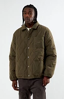 Olive Quilted Coach Jacket