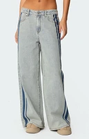 Edikted Side Stripe Washed Low Rise Jeans