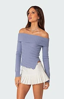Edikted Sonya Fold Over Knit Top