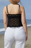John Galt Black Button Front Lace Top