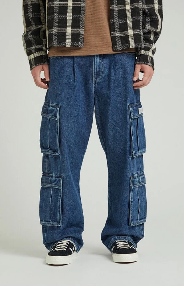 Pacsun Dark Indigo Baggy Cargo Jeans