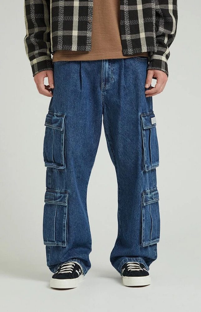 PacSun Dark Indigo Baggy Cargo Jeans