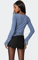 Edikted Lacey Asymmetric Square Neck Top