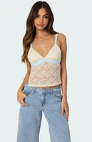 Edikted Sheer Lace Open Back Tank Top