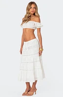 Skye Off Shoulder Eyelet Crop Top