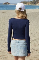 John Galt Blue Mckenna Long Sleeve Top