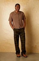 Pacsun Brown Spence Open Knit Camp Shirt