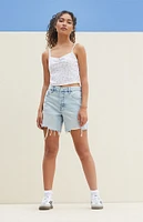 PacSun Light Indigo Ripped High Waisted Relaxed Jorts