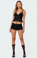 Edikted Marielle Sheer Ribbon Bow Tank Top