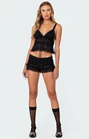 Edikted Marielle Sheer Ribbon Bow Tank Top