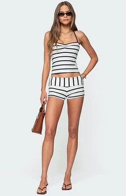 Edikted Lorenza Striped Fold Over Shorts