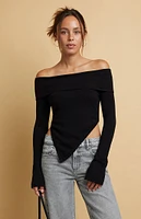 Beverly and Beck Fernanda Asymmetrical Off-The-Shoulder Sweater