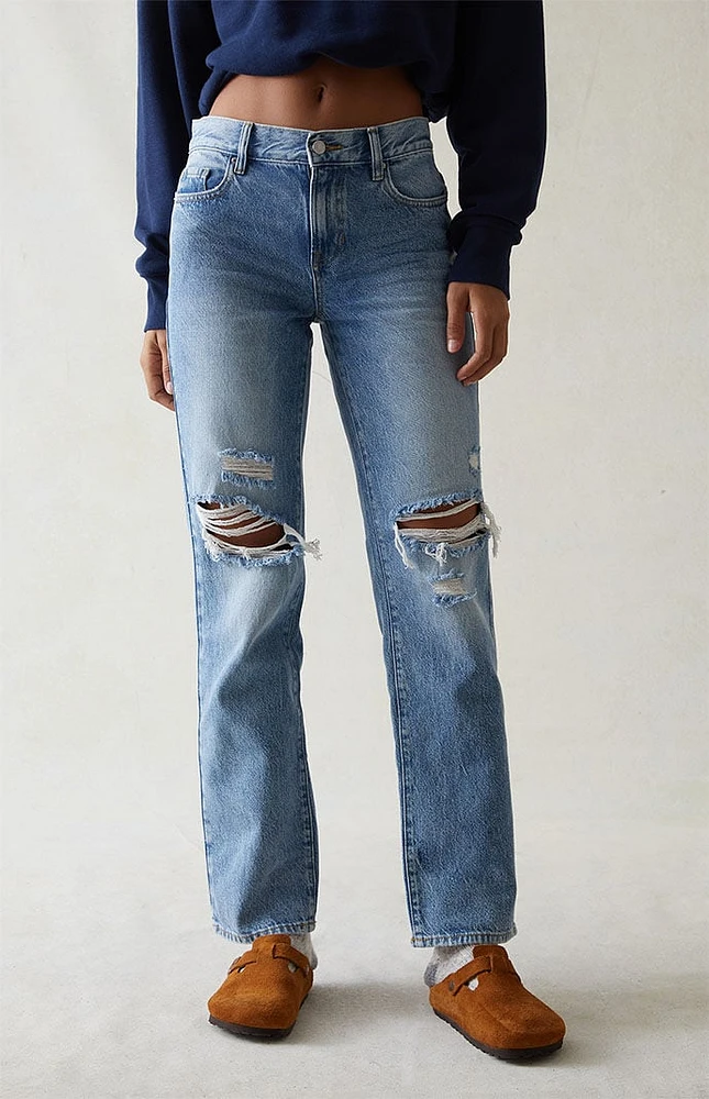 Eco Light Blue Ripped Boyfriend Jeans