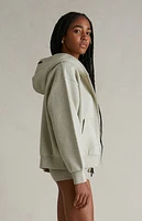 Fear of God Essentials Women's Heather Stone Classic Zip Up Hoodie
